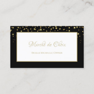 Elegant Black and Gold Sparkle Glitter Boutique Business Card