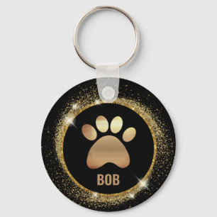 Elegant Black and Gold Sparkle keychains