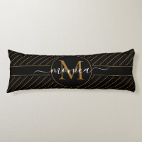 Elegant Black and Gold Striped Monogram Name