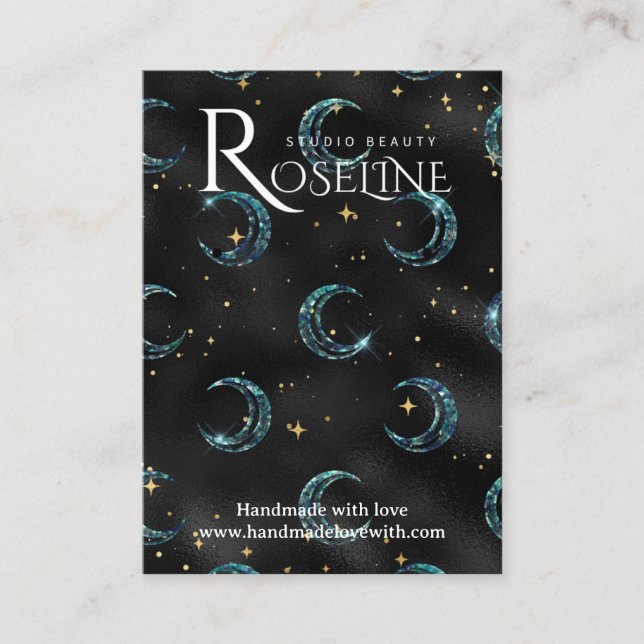 Elegant Black and gold Sun moon jewlery display Business Card (Front)