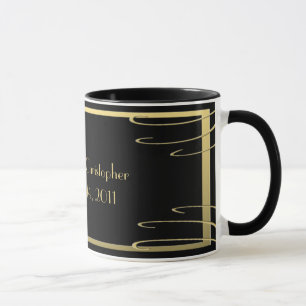 Elegant Black and Gold Swirl Mug