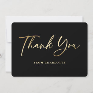 Elegant Black and Gold Thank You Card