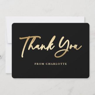 Elegant Black and Gold Thank You Card