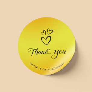 Elegant Black and Gold Thank You Classic Round Sticker
