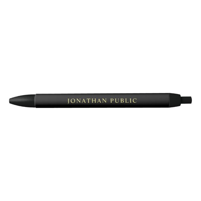 Elegant Black And Gold Trendy Simple Design Ink Pen (Front)