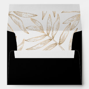 Elegant Black and Gold Tropical Wedding Envelope