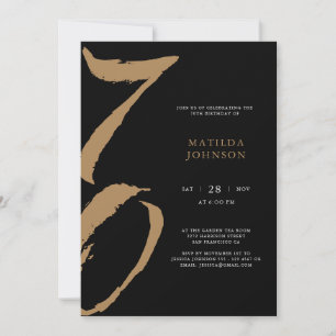Elegant Black and Gold Typography 70th Birthday Invitation