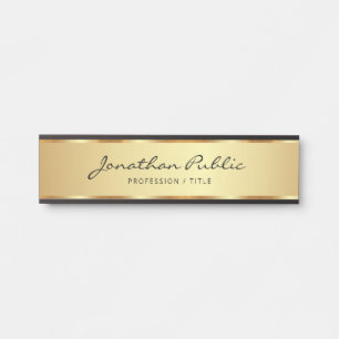 Elegant Black And Gold Typography Script Home Door Sign