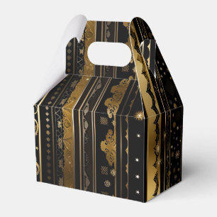 Elegant Black And Gold Vertical Striped Gable Favour Box