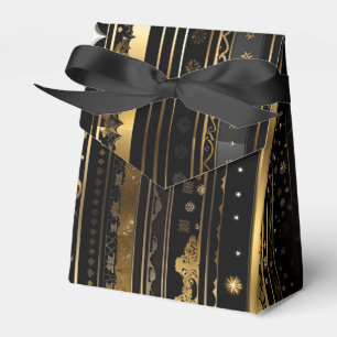 Elegant Black And Gold Vertical Striped Tent Favour Box