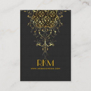 Elegant Black And Gold Vintage Lace Frame Business Card