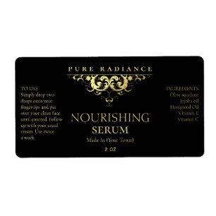 Elegant Black And Gold Vintage Logo Serum Labels