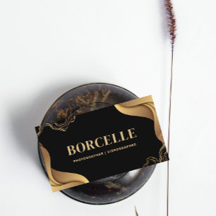 Elegant Black and Gold Waves Calling Card