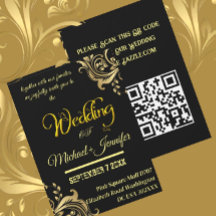 Elegant Black and Gold Wedding Custom QR Code