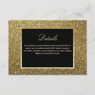 Elegant Black and Gold Wedding Details Enclosure Card