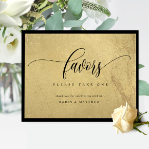 Elegant Black and Gold Wedding Favors Sign