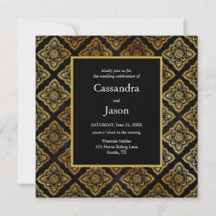 Elegant Black and Gold Wedding Invitation