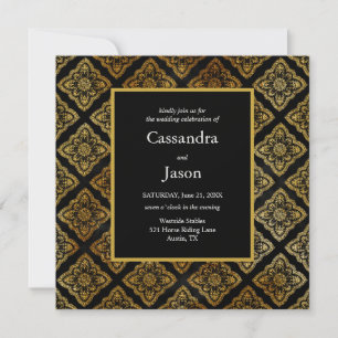 Elegant Black and Gold Wedding Invitation