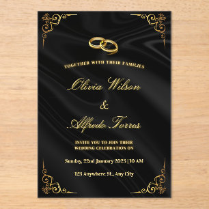Elegant Black and Gold Wedding Invitation