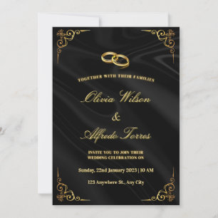 Elegant Black and Gold Wedding Invitation