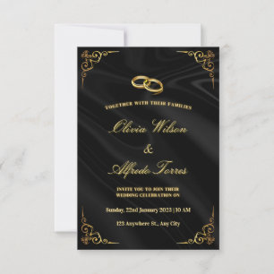 Elegant Black and Gold Wedding Invitation