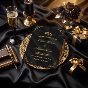 Elegant Black and Gold Wedding Invitation