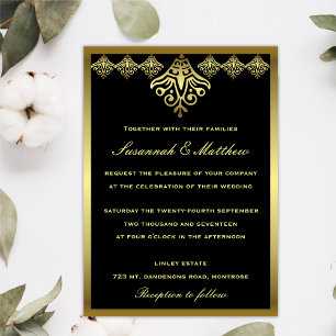 Elegant Black and Gold Wedding Invitation
