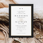 Elegant Black and Gold Wedding Invitation<br><div class="desc">This Elegant Black and Gold Wedding Invitation is simple and versatile. It features a chic white and black design with a monogram,  script details,  simple gold frame and formal editable text. Click the edit button to customise this design.</div>