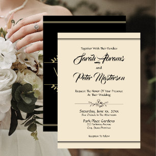 Elegant Black and Gold Wedding Invitation