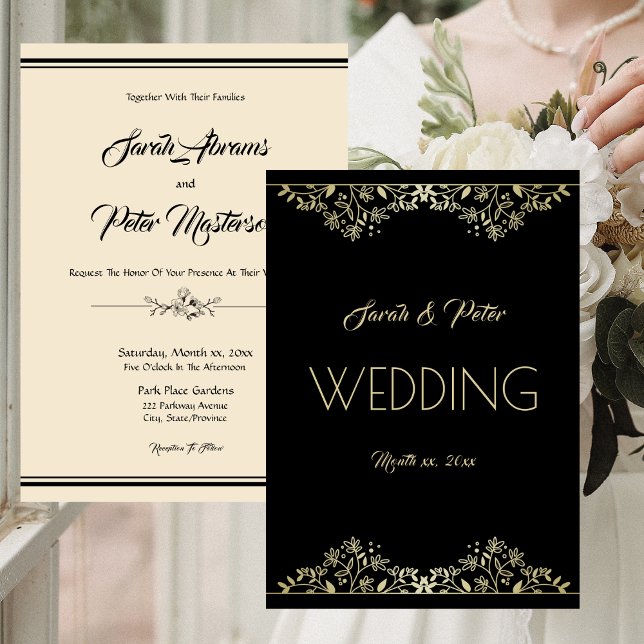 Elegant Black and Gold Wedding Invitation (Elegant Black and Gold Wedding Invitation)