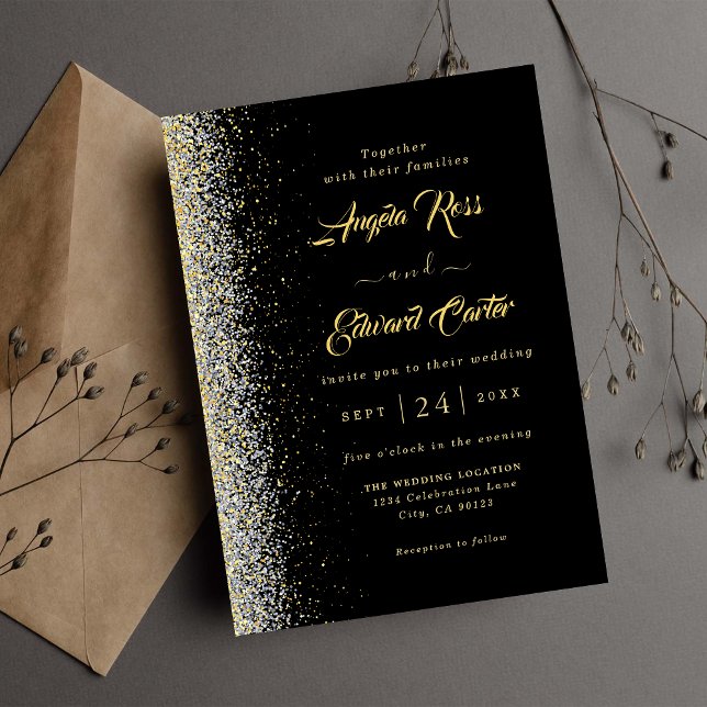 Elegant Black And Gold Wedding Invitation (Creator Uploaded)