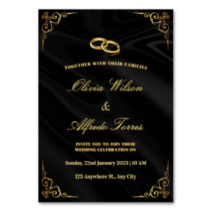 Elegant Black and Gold Wedding Invitation Table Number