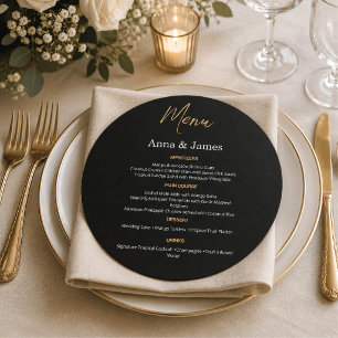 Elegant Black and Gold Wedding Menu