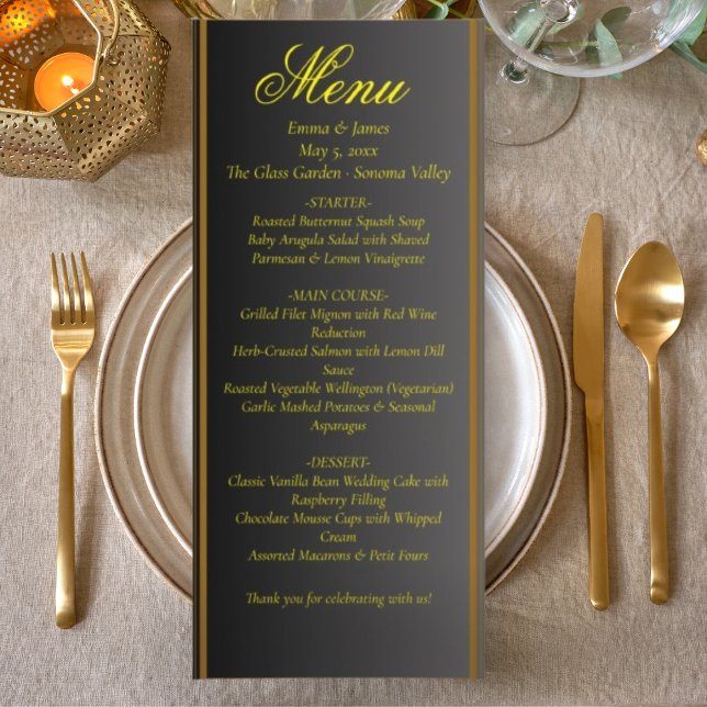 Elegant Black and Gold Wedding Menu (Creator Uploaded)