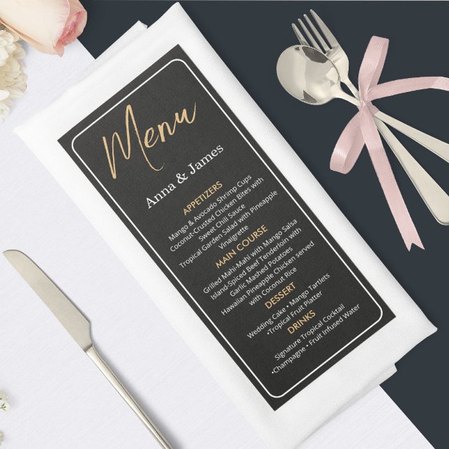 Elegant Black and Gold Wedding Menu Card (Creator Uploaded)