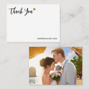 Elegant Black And Gold Wedding Photo Thank You Card