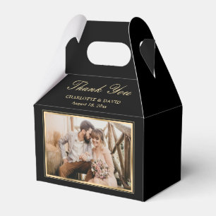 Elegant Black and Gold Wedding Photo Thank You Favour Box