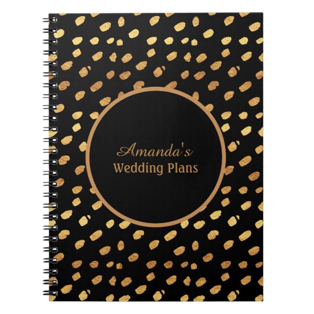 Elegant Black and Gold Wedding Plans Journal (Front)