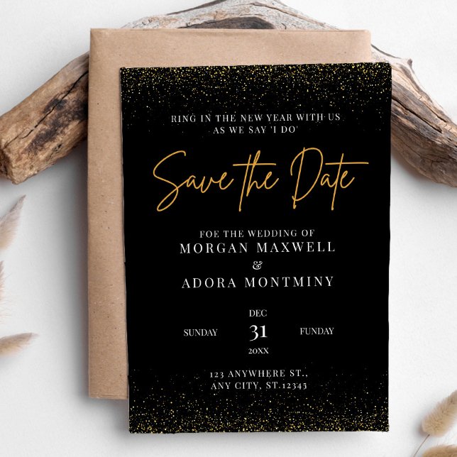 Elegant Black and Gold Wedding Save The Date (Creator Uploaded)