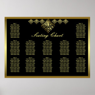 Elegant Black and Gold Wedding Seating Chart