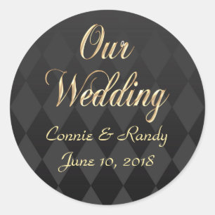 Elegant Black and Gold Wedding Sticker