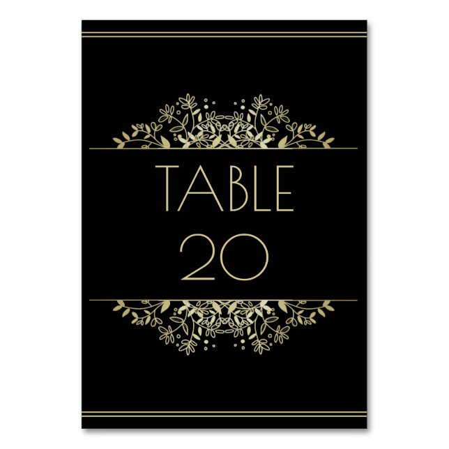 Elegant Black and Gold Wedding Table Number (Front)