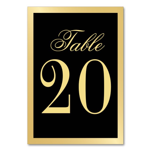 Elegant Black and Gold Wedding Table Number (Front)