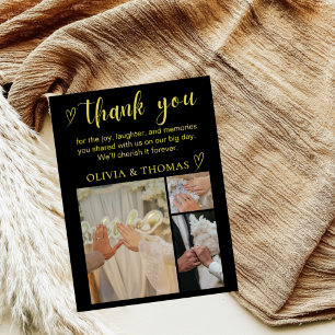 Elegant Black and Gold Wedding Thank You Card