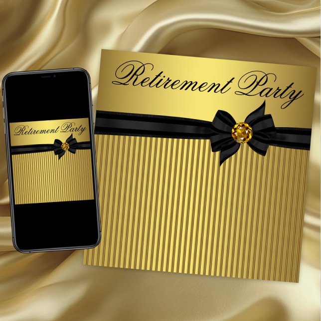 Elegant Black and Gold  Womans Retirement Party Invitation (Elegant any event invitation. Instant download and printed invitations available.)