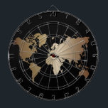 Elegant Black and Gold World Map   Dartboard<br><div class="desc">Elegant Black Honeymoon fund World Map</div>