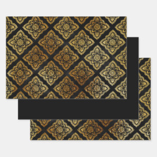 Elegant Black and Gold Wrapping Paper Sheet