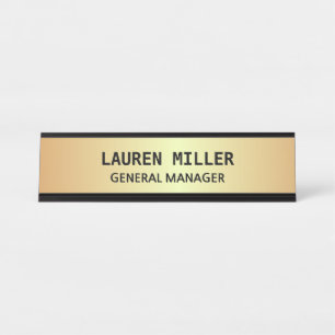 Elegant Black and Golden Desk Name Plate