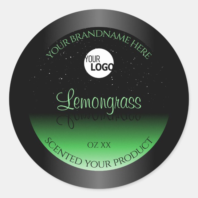Elegant Black and Green Product Label Glitter Logo (Front)