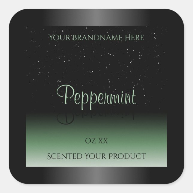 Elegant Black and Green Product Label Soft Glitter (Front)